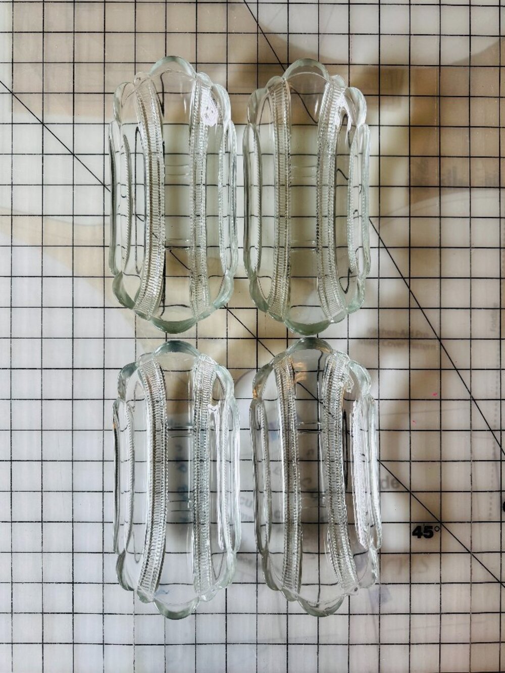 Set of 4 Vintage U.S. Glass Co. Banana Split Dishes
